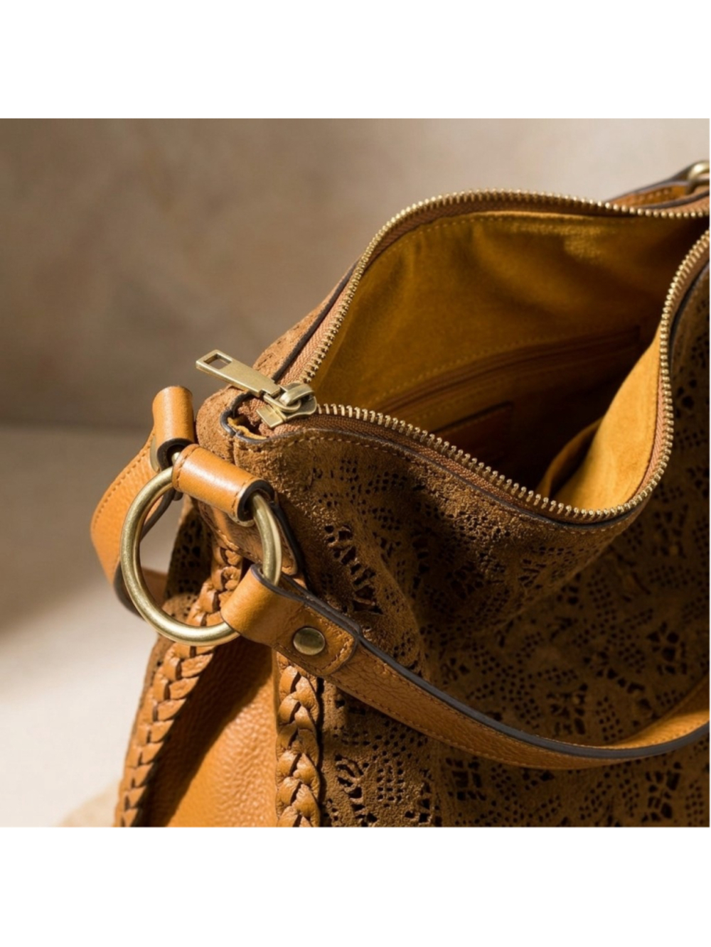 Patricia Nash Kalispell Hobo - Floral Perforated Suede - Picture 6 of 7